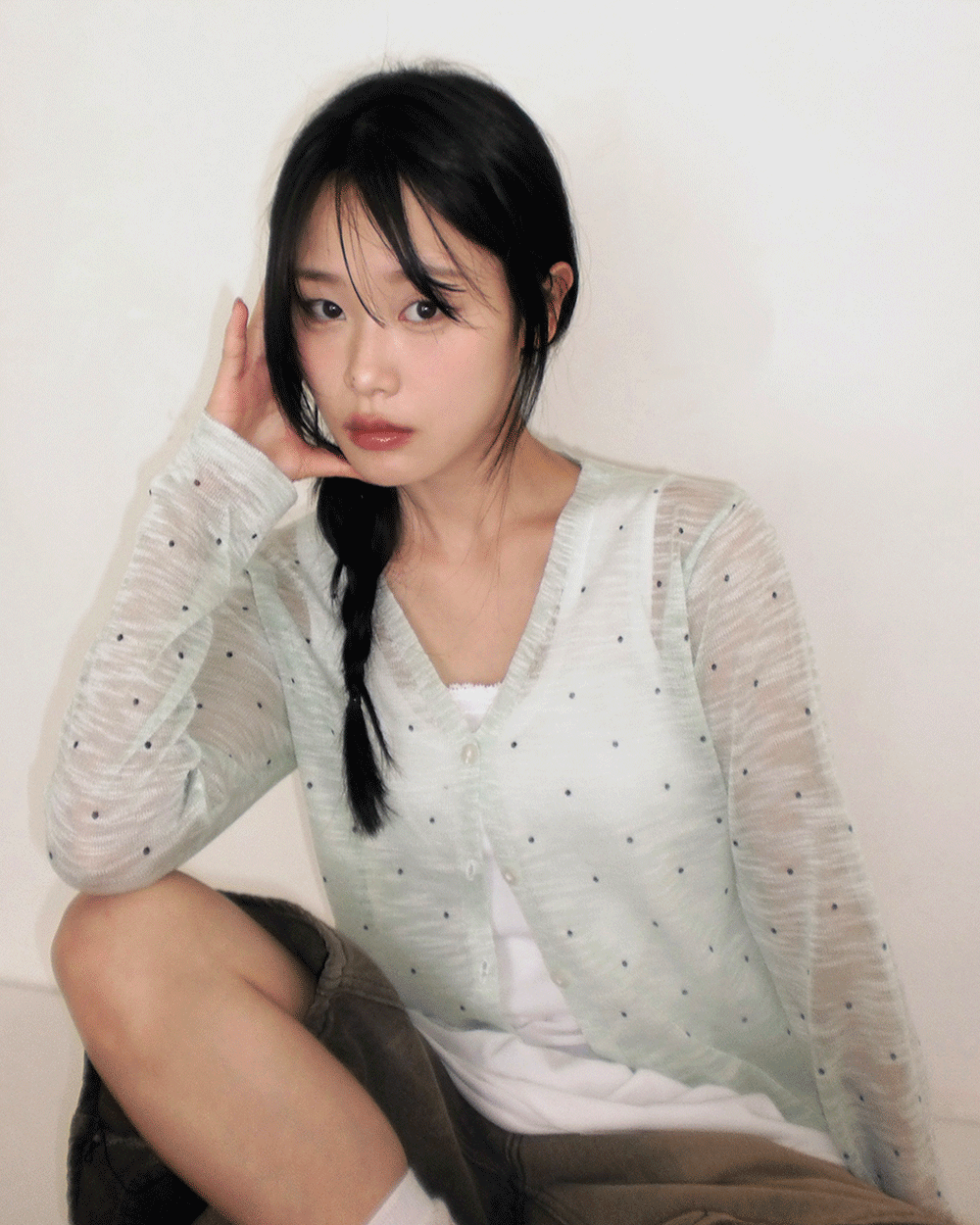 원더원더 [장마룩/살안타템/여름] 플란 여름 시스루 도트 가디건