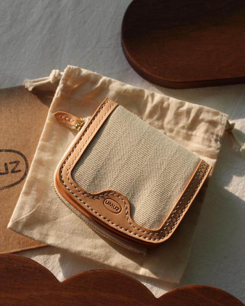 [umuz] 쉐브론 월렛 / 소가죽 여성 반지갑 / 베지터블 가죽지갑