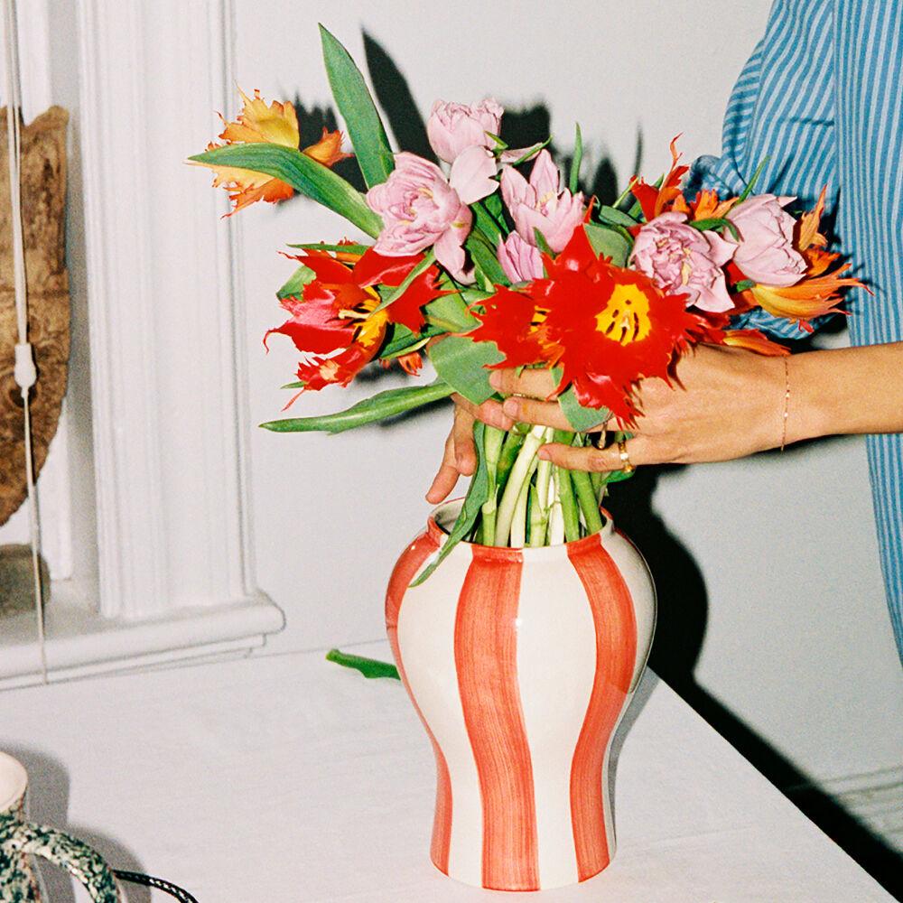 [HAY] Sobremesa Stripe Vase S, 레드 (541543)