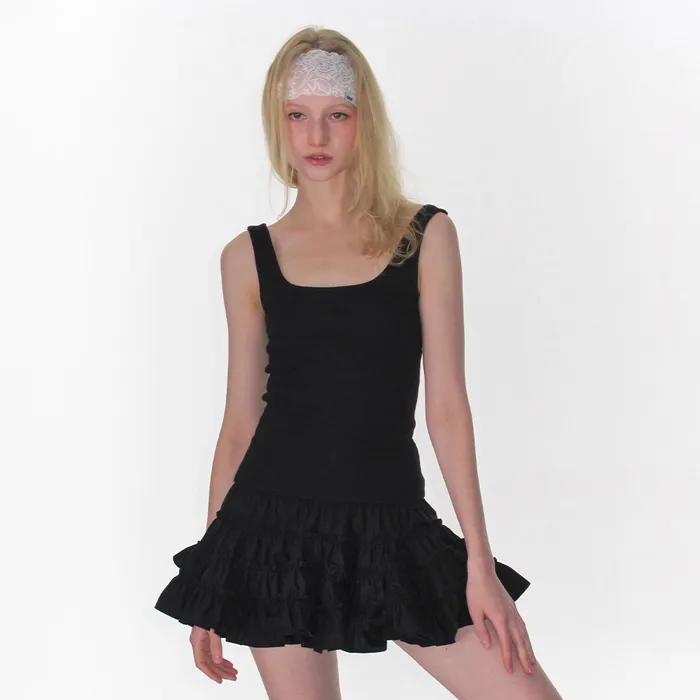 FRILL TIERED DRESS_BLACK