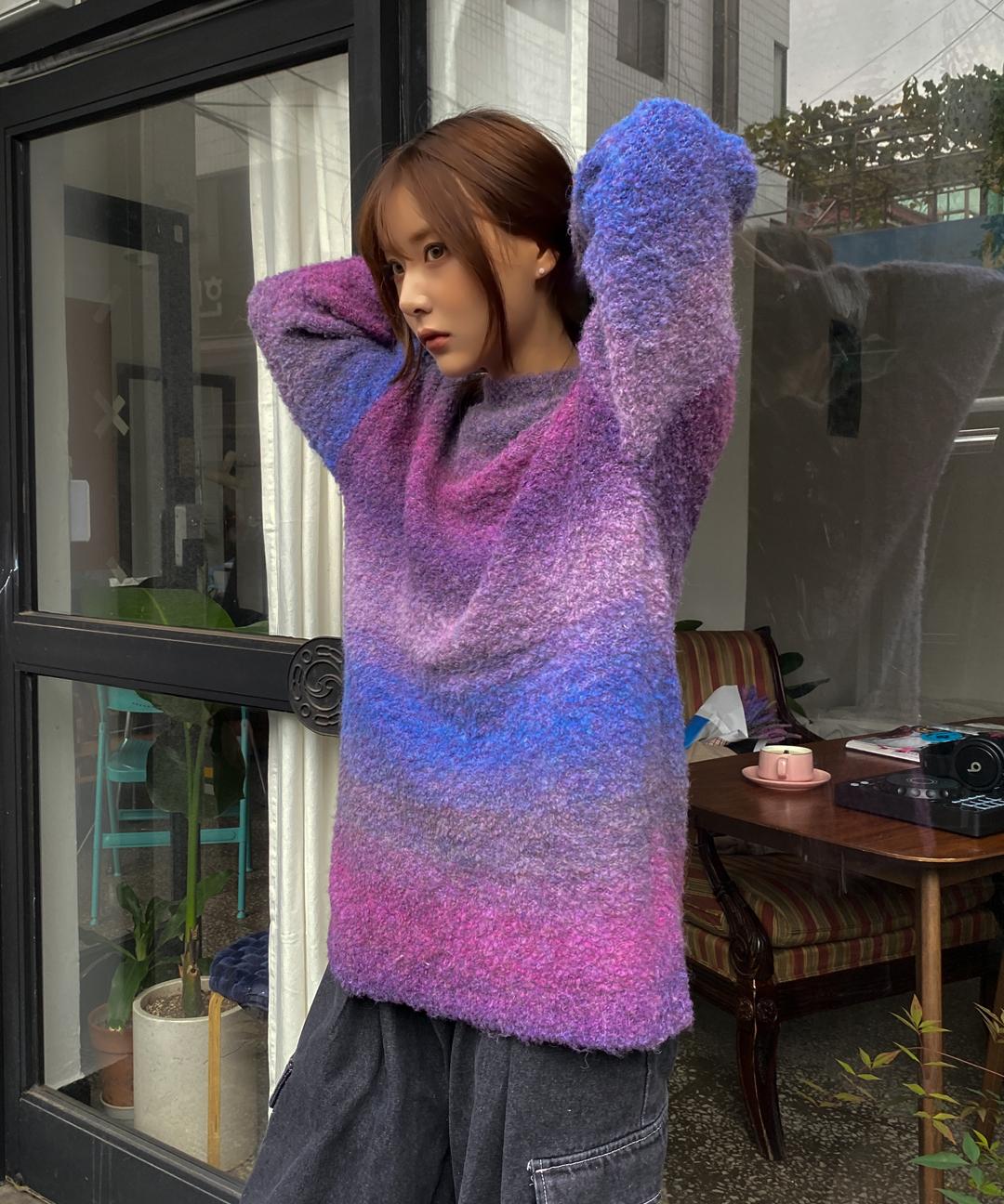 리스훅 체르니 부클 그라데이션 니트(공용)[겨울신상/캐주얼/4color]