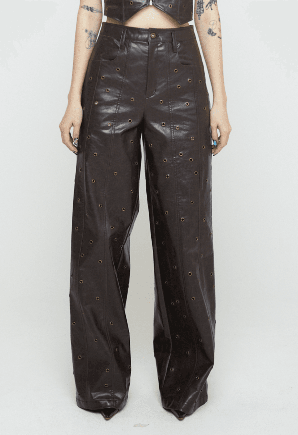 .eyelet pants brown — .nibgnus