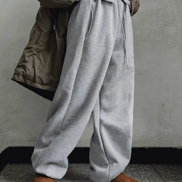 [두툼기모] 겨울 통와이드 고퀄리티 스트링 트레이닝팬츠