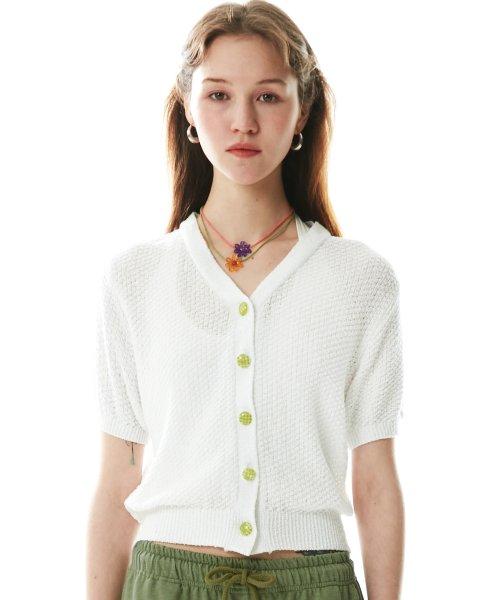 Boucle Crop Cardigan Ivory