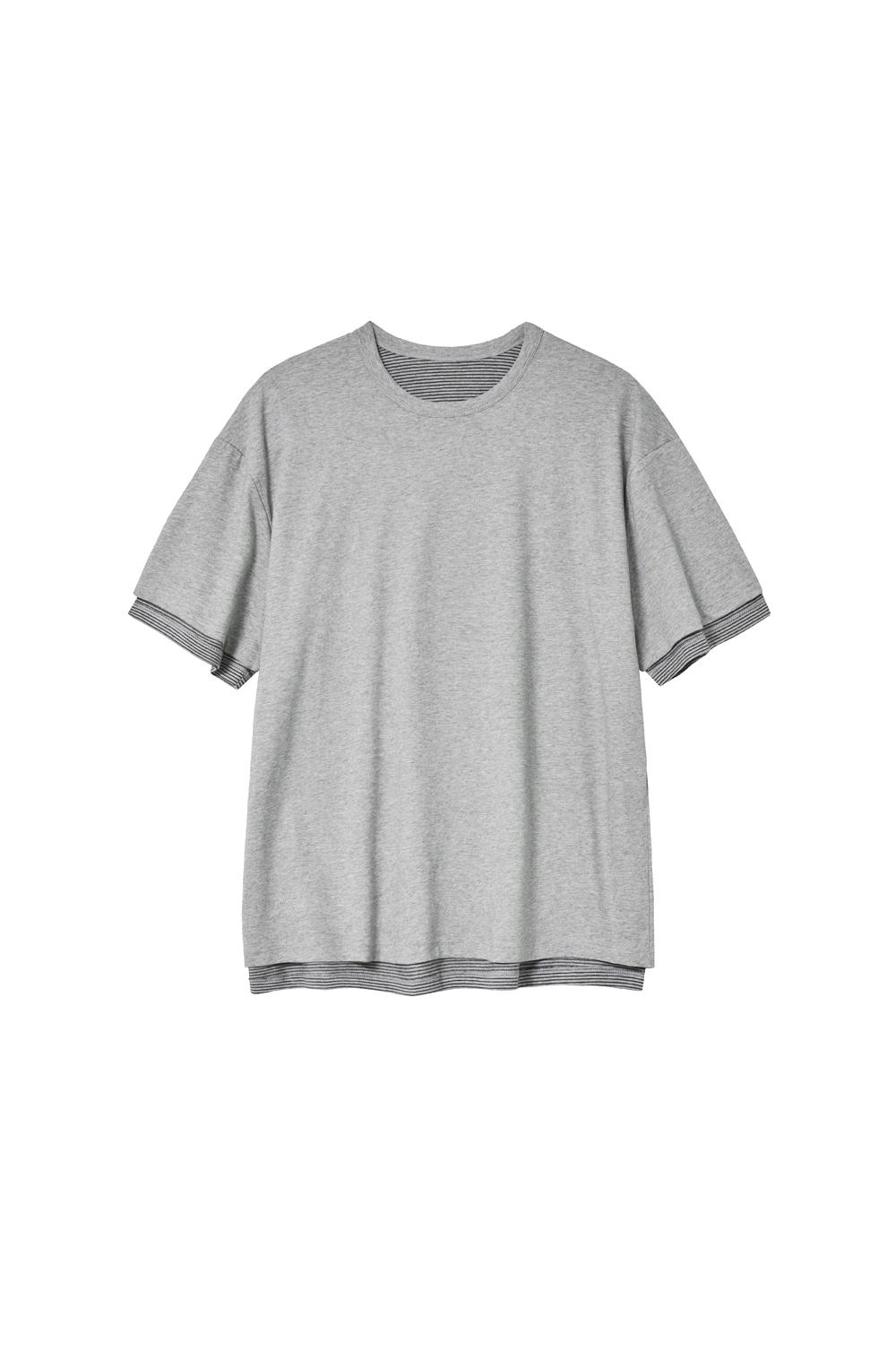 Two Face Stripe Tee 1/2 M.Grey