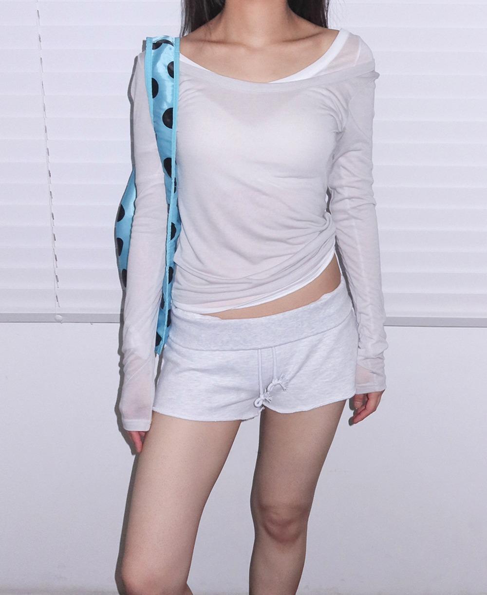 포그 레이어드 시스루 긴팔티셔츠