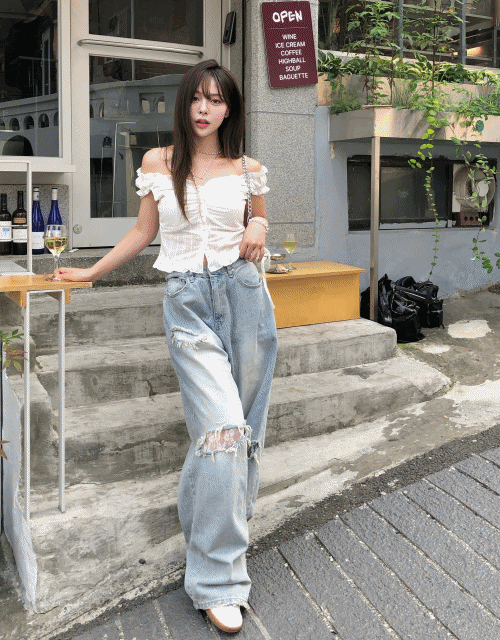 [레이스크록팬츠] 미친핏!! 레이스바지 연청바지 유니크데님