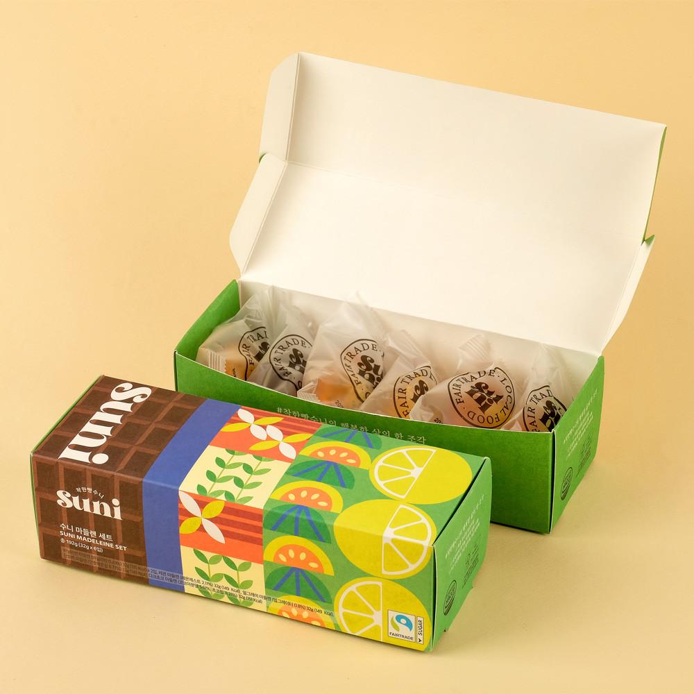 착한빵수니 우리밀 공정무역 유기농 설탕 마들렌 구움과자 디저트 선물 세트 6입+6입 [원산지:국산(경기도 부천시)]