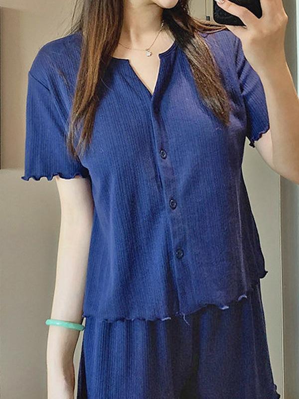 [3세트] 시크네이비 3pcs 반팔 반바지 긴바지 상하세트 파자마 잠옷