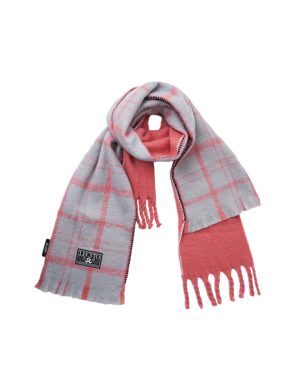 SMOCK CHECK MIX HAIRY MUFFLER_[GY/PK]