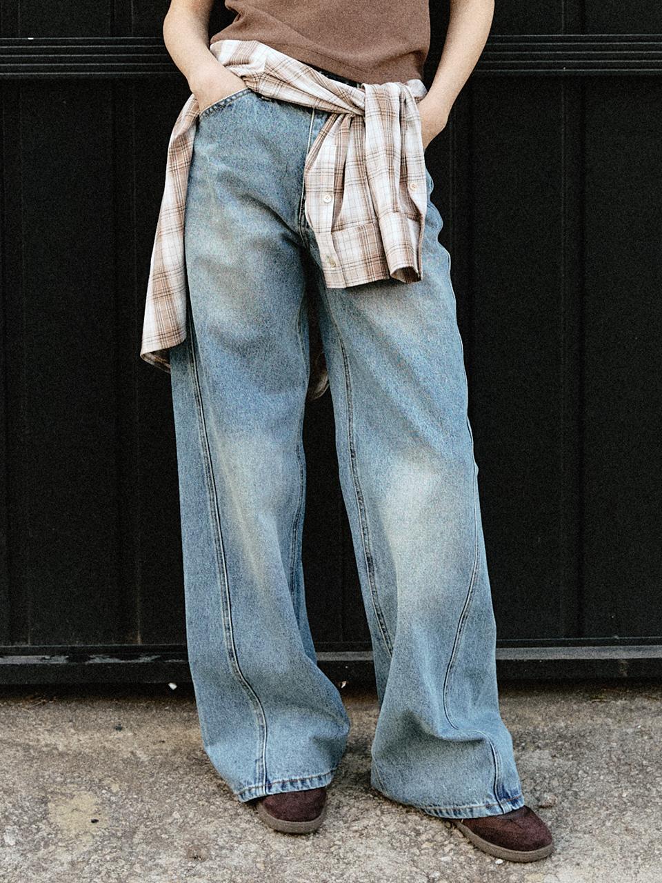로우라이즈 와이드 데님 팬츠_2COLORS