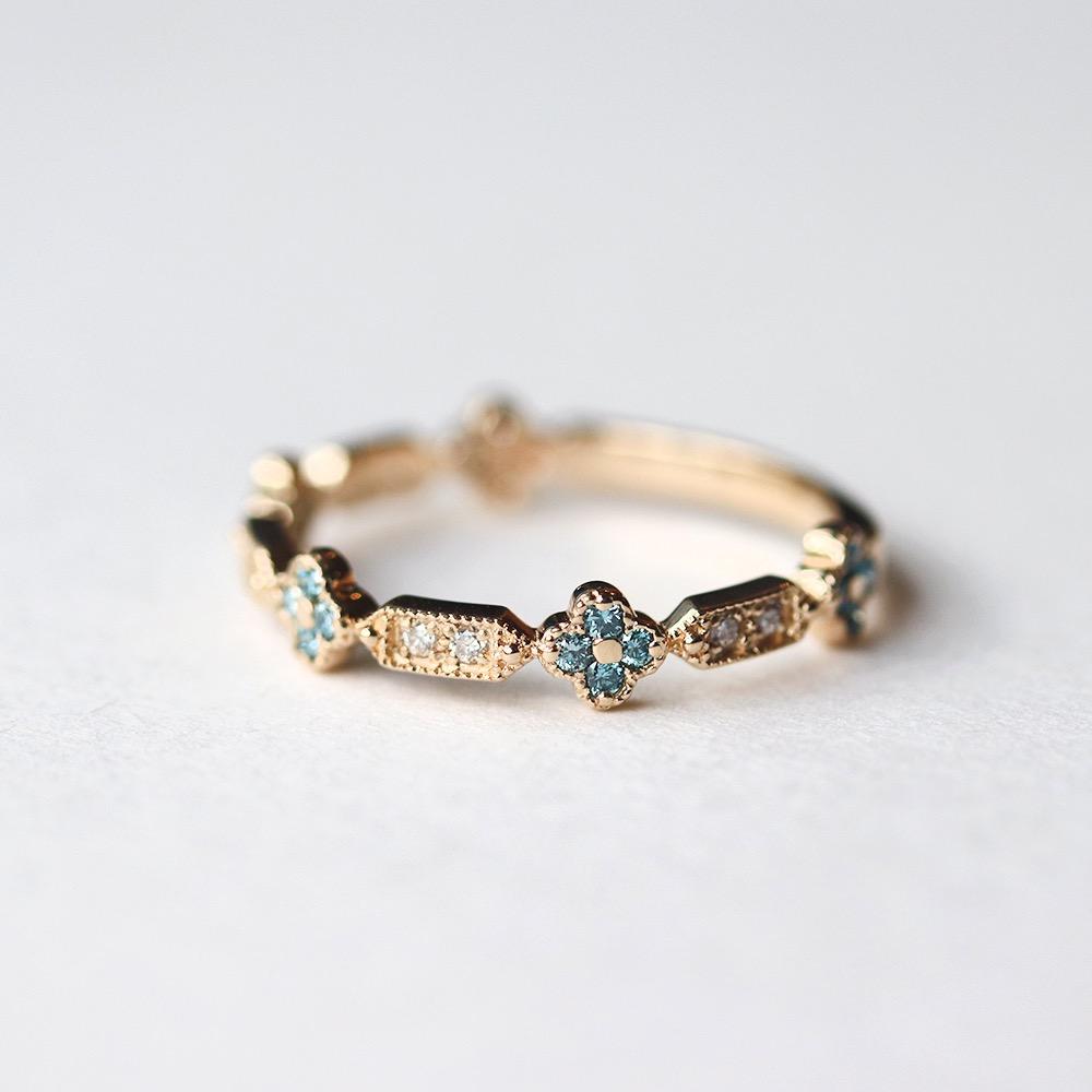 blueleaf clover diamond ring