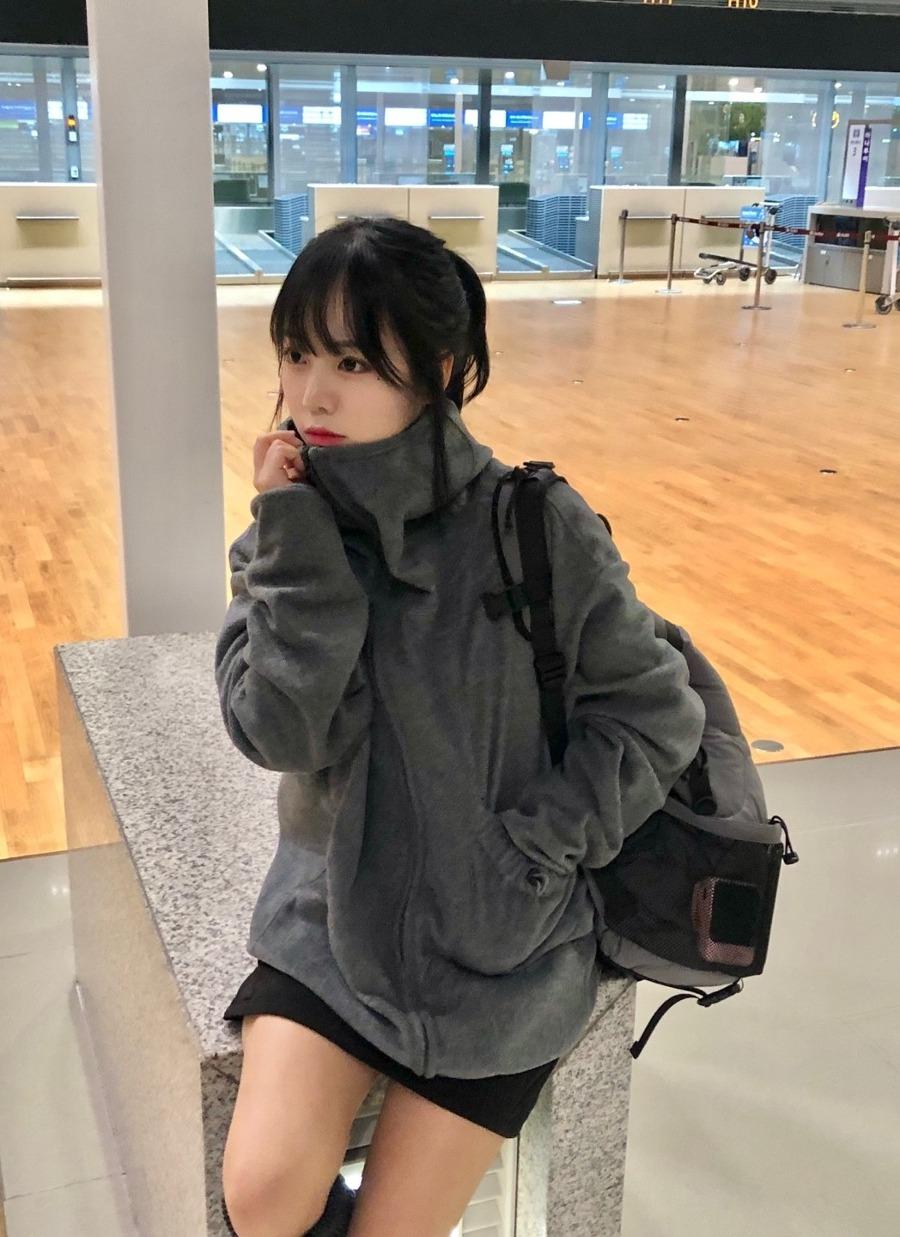 Airport fleece unbalance jacket 공항 후리스 언발 자켓