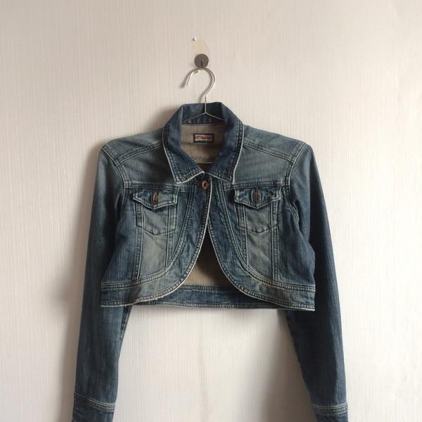 Denim crop bolero jacket