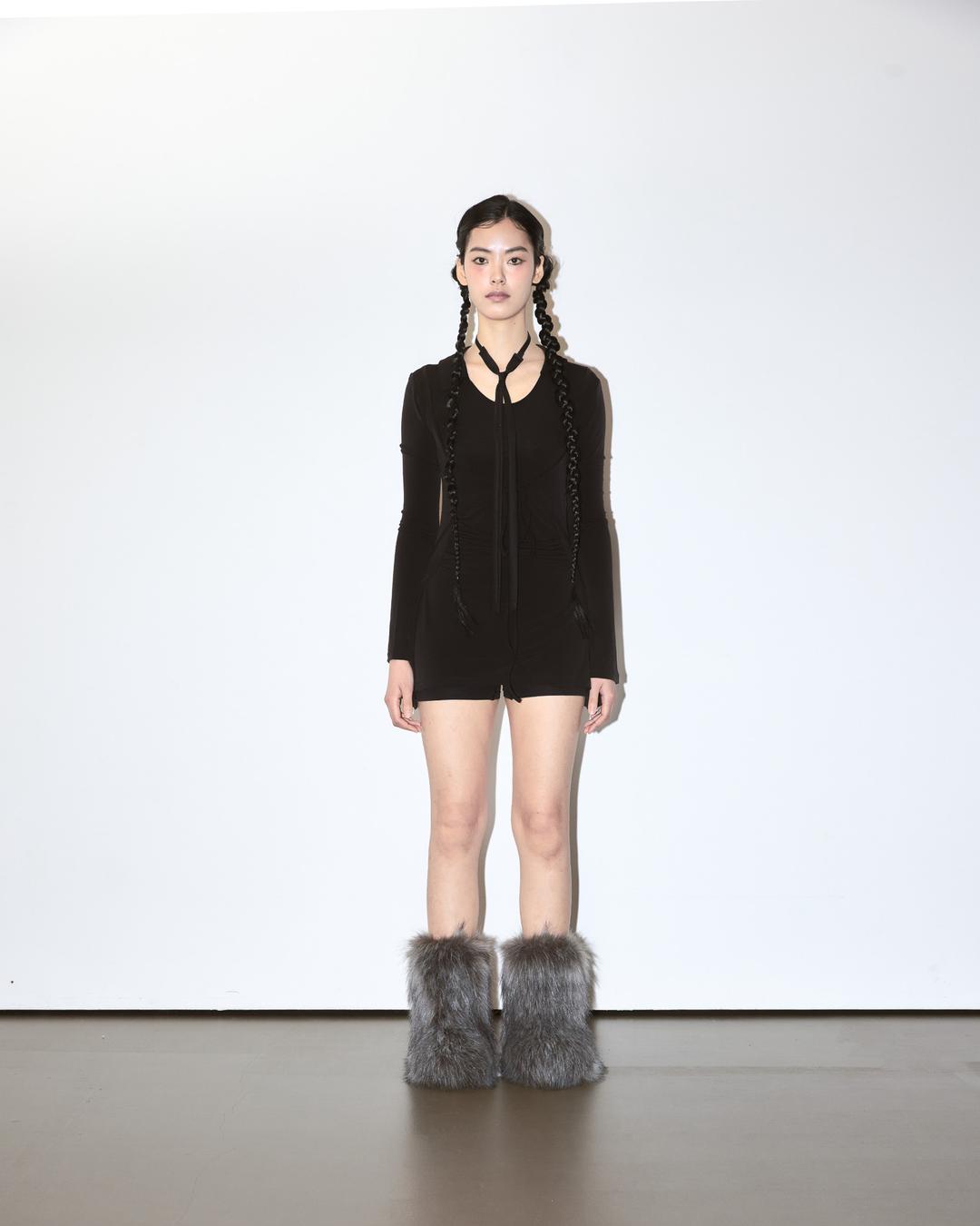 COLLAR VEST LONG T[black]