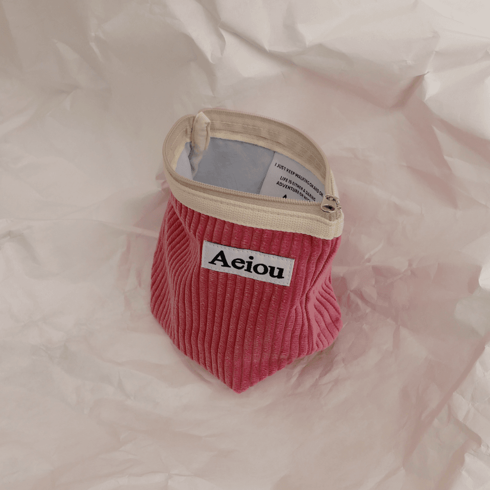 Aeiou Basic Pouch (M size) Raspberry Corduroy