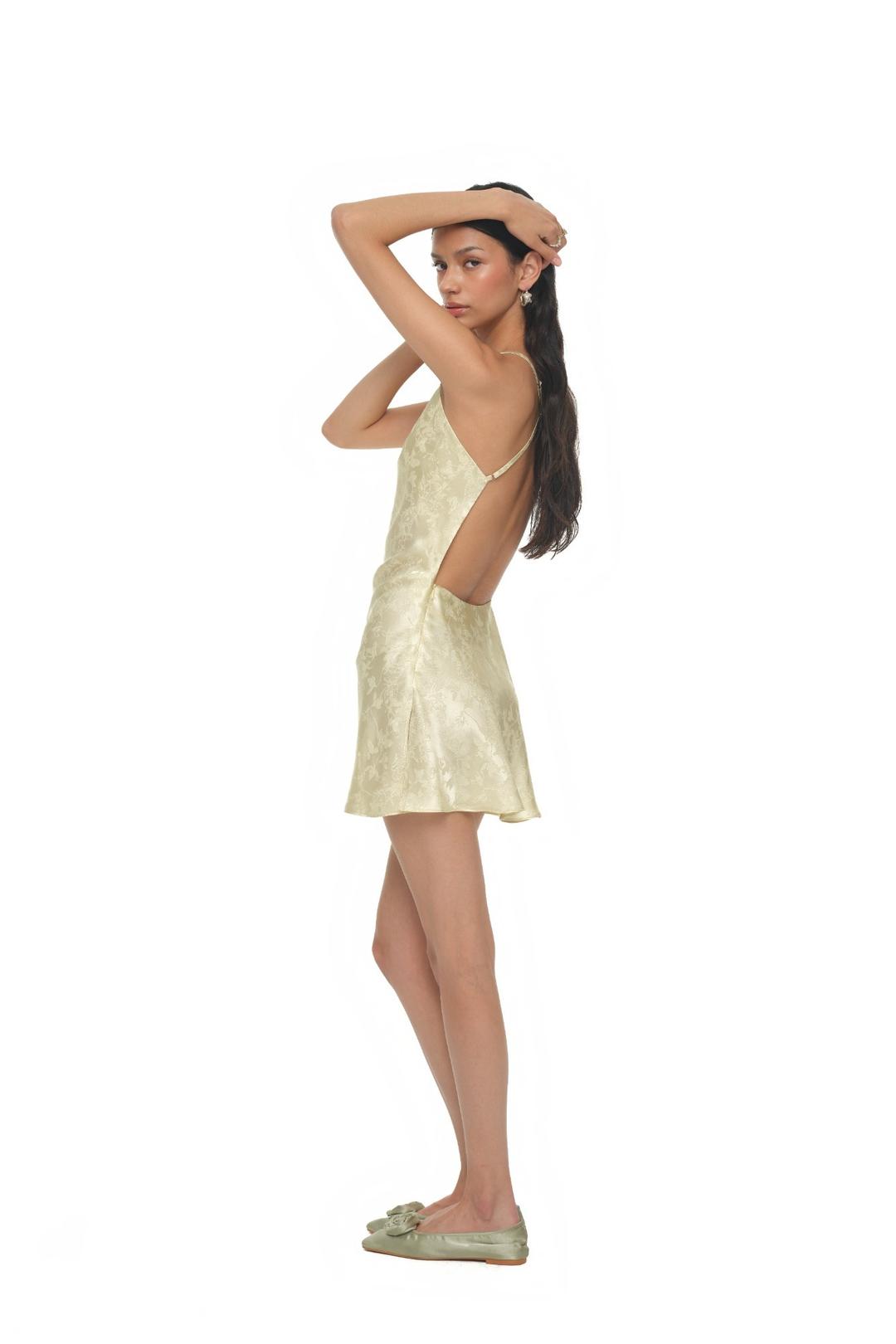 OPEN BACK MINI SLIP DRESS (LIME)