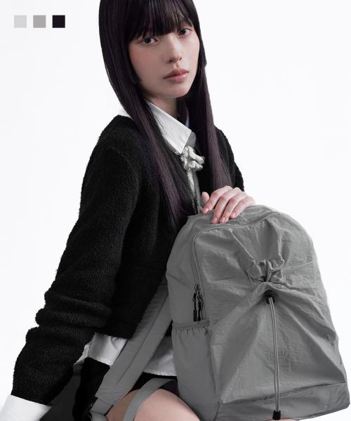 클래식 셔링 나일론 백팩_차콜