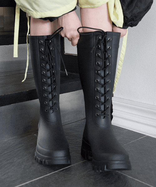 FLATFORM LACEUP RAIN BOOTS LONG - 3 colors