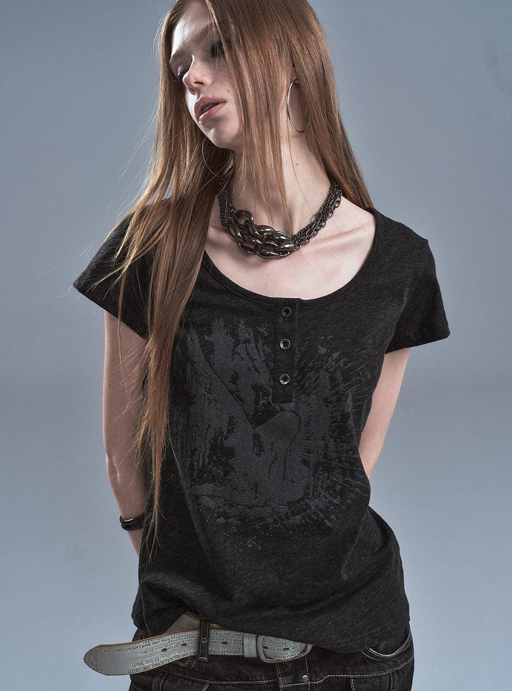 Snow Angel Tencel Cotton Henley Top