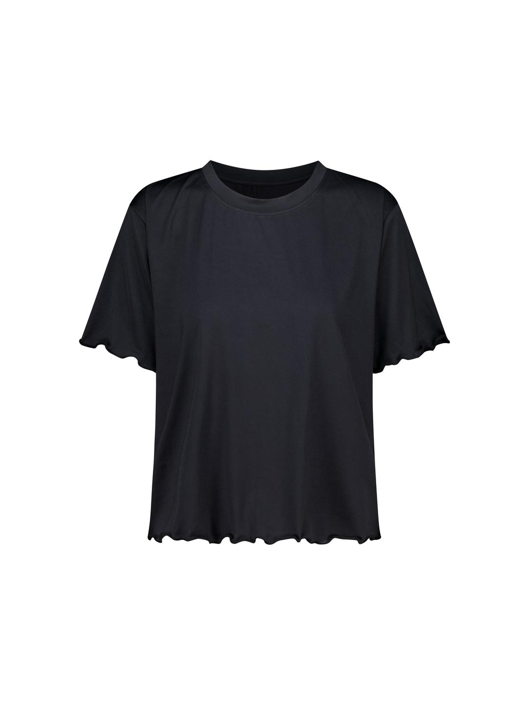 rolly cutting semi crop t-shirts_black