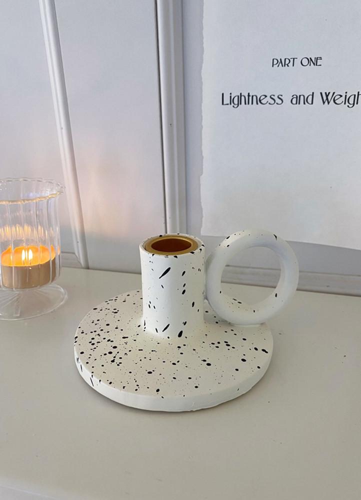 세라믹 테이퍼 인테리어 카페 테라조 캔들 홀더 받침