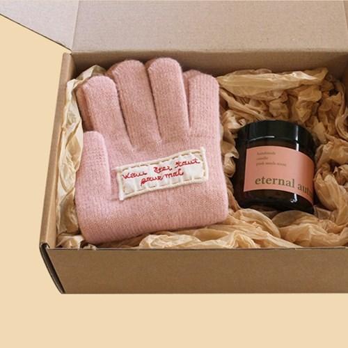 메리 스티치 장갑&캔들 선물세트