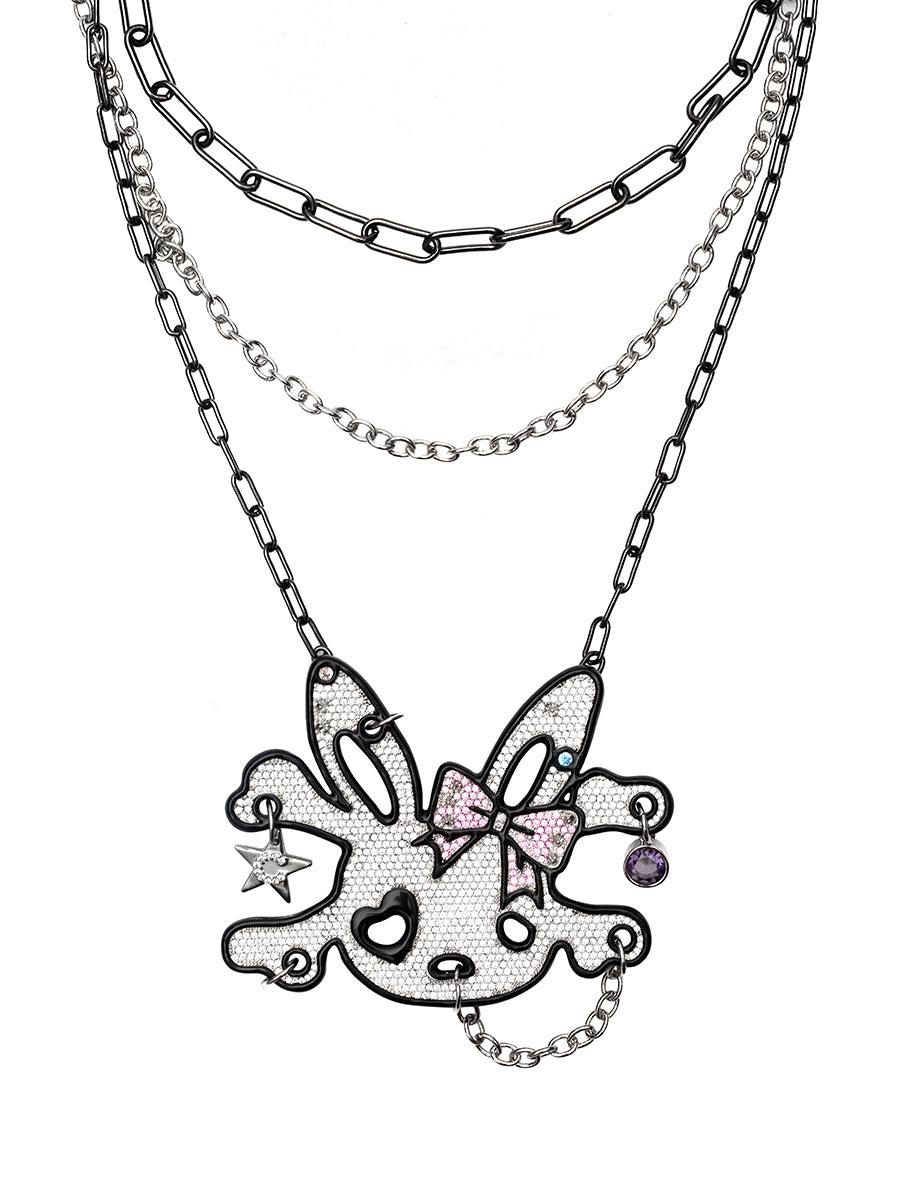 BOW BUNNY NECKLACE - SILVER