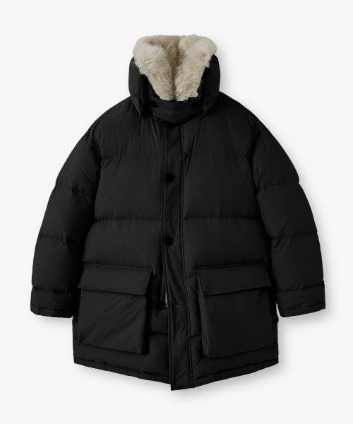 덕다운 앰펄 후드 롱패딩 _Black