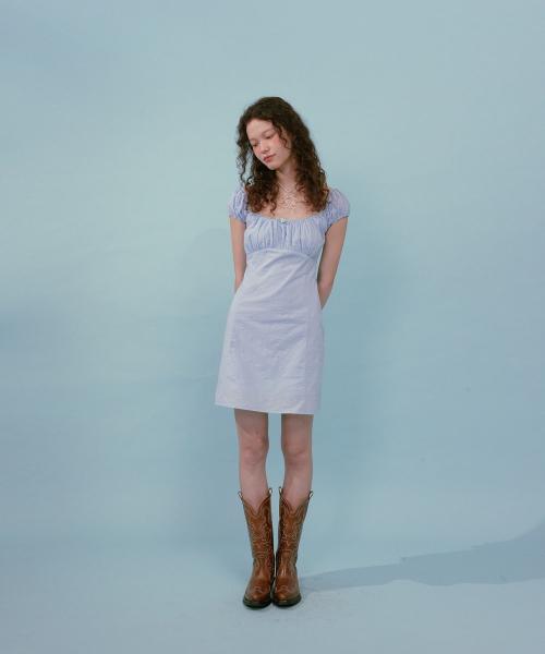 Cream Rose Mini Dress (Blue)