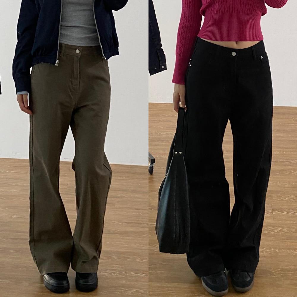 Regular Fit 스트레이트 팬츠-3colors