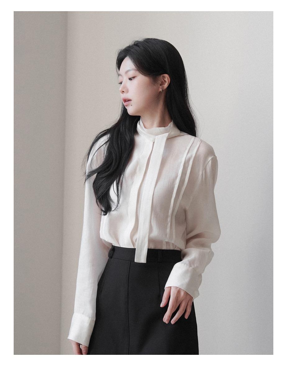 [일주일소요] 마리 롱 타이 블라우스 (2colors)