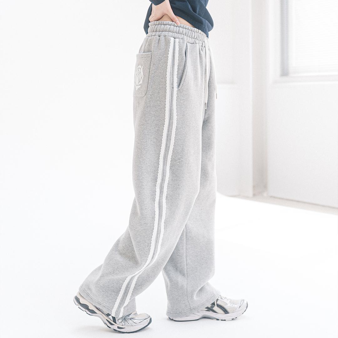 OVERSIZE 2-WAY LACE SWEATPANTS(GREY)