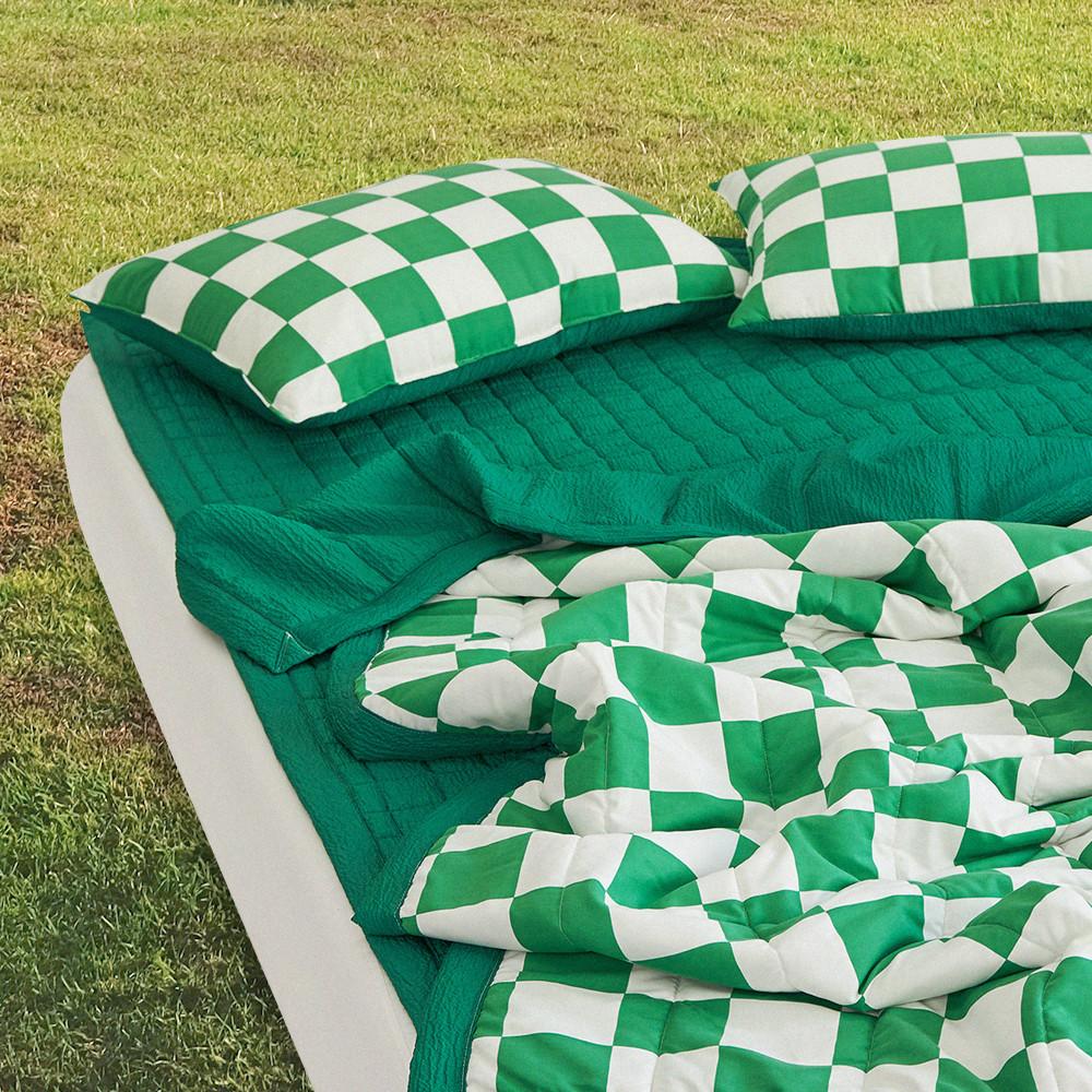 미드센추리 모던 체커보드 여름 양면 이불 세트 모기기피 95%