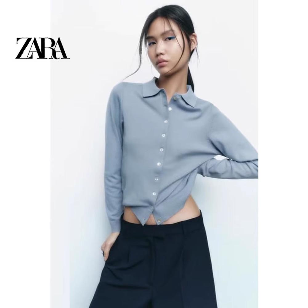 자라 여성 심플 버튼 베이직 폴로 티셔츠 블루 베이지 2종