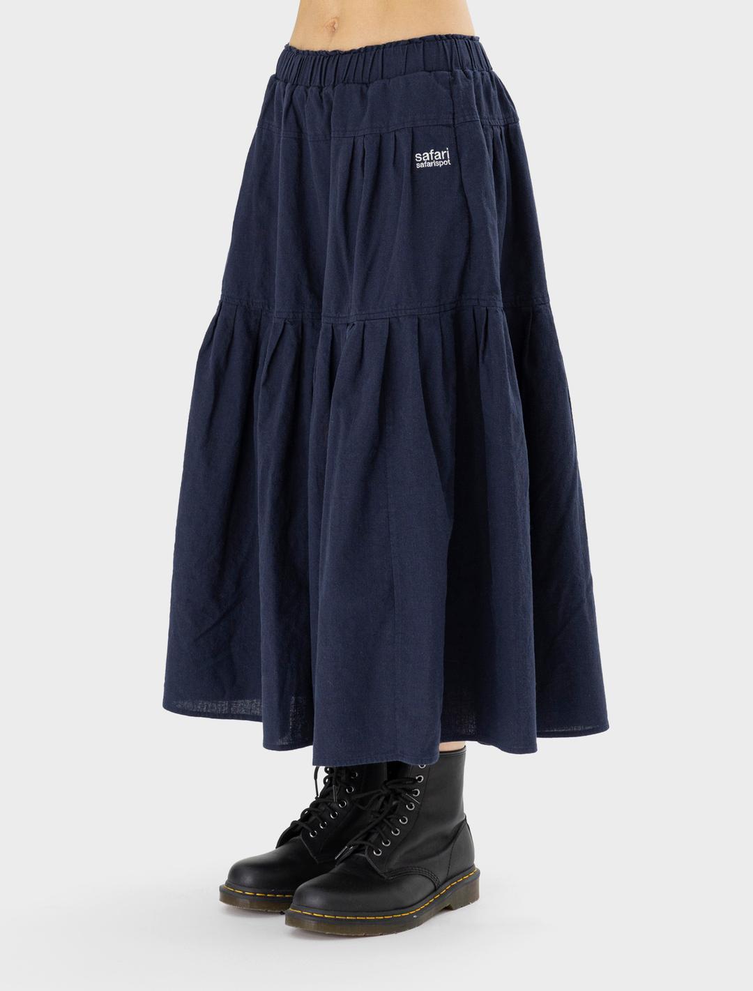 사파리스팟 베이직 사파리 러플 맥시 스커트 네이비 - empty