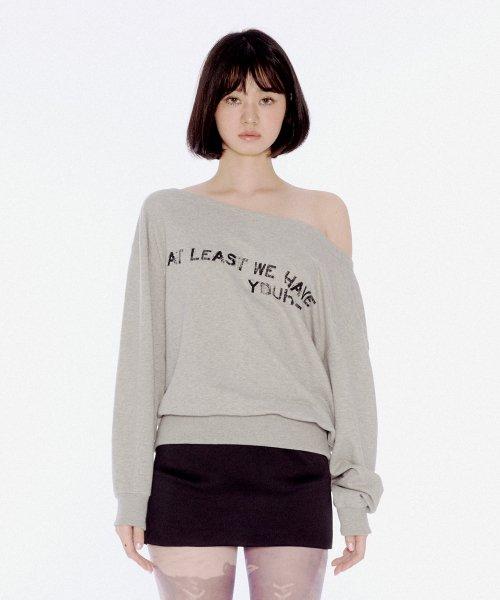 유희(YOUHEE)  OFF SHOULDER SWEATSHIRTS MELANGE GREY - 사이즈 & 후기 | 무신사