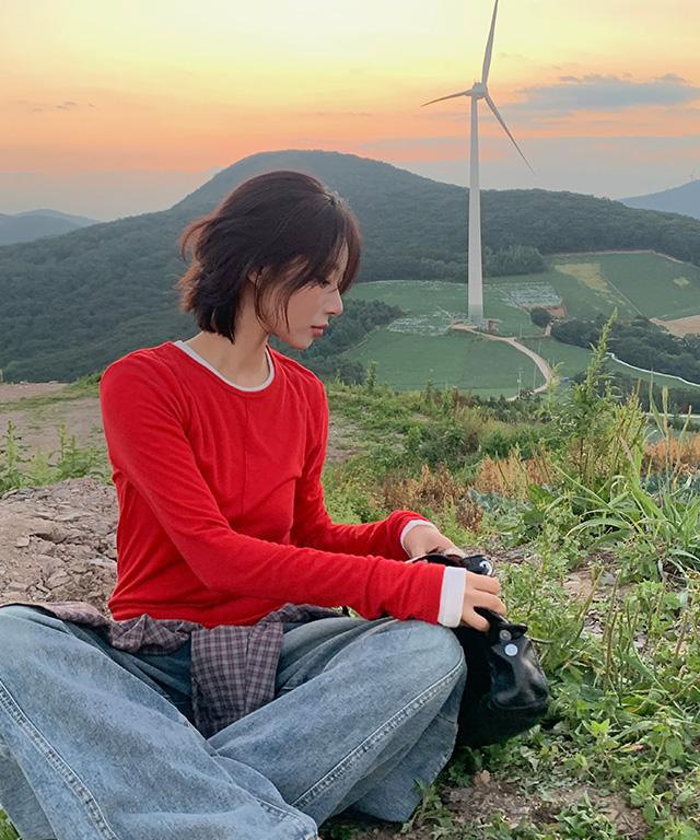 데일리쥬 [MADE] 페트리 텐셀 절개 롱슬리브 티셔츠