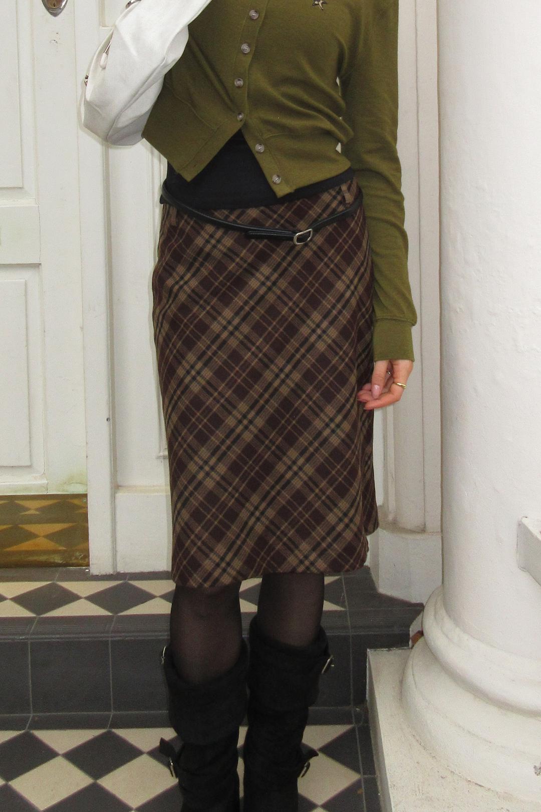Check Midi Skirt (brown)