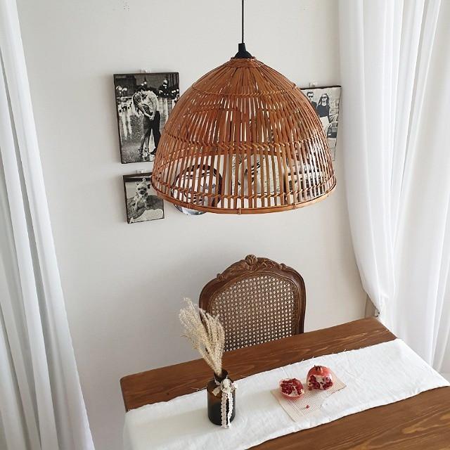 라탄 대나무 라운드 조명갓 커버 인테리어소품