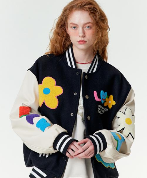 멀티로고 바시티 자켓