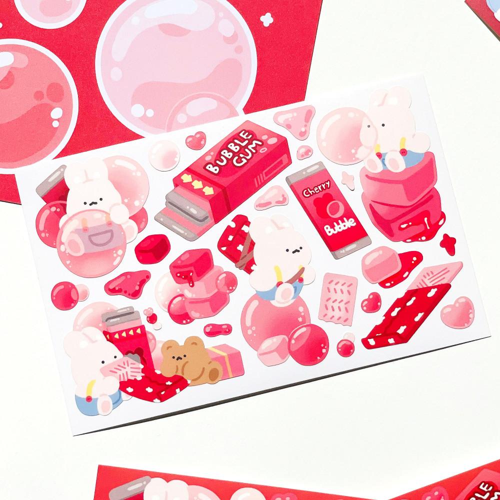 [히야네] 체리맛 풍선껌 스티커
