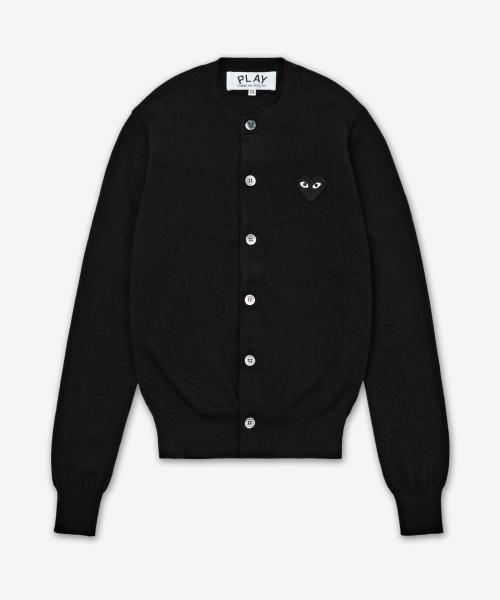 블랙 하트 엠블럭 라운드넥 가디건 - 블랙 / AXN0230511