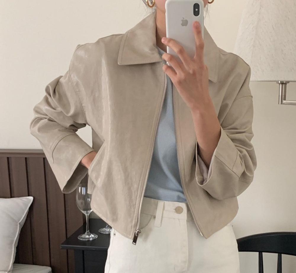 에코레더자켓 레더블루종 봄버 여성숏자켓