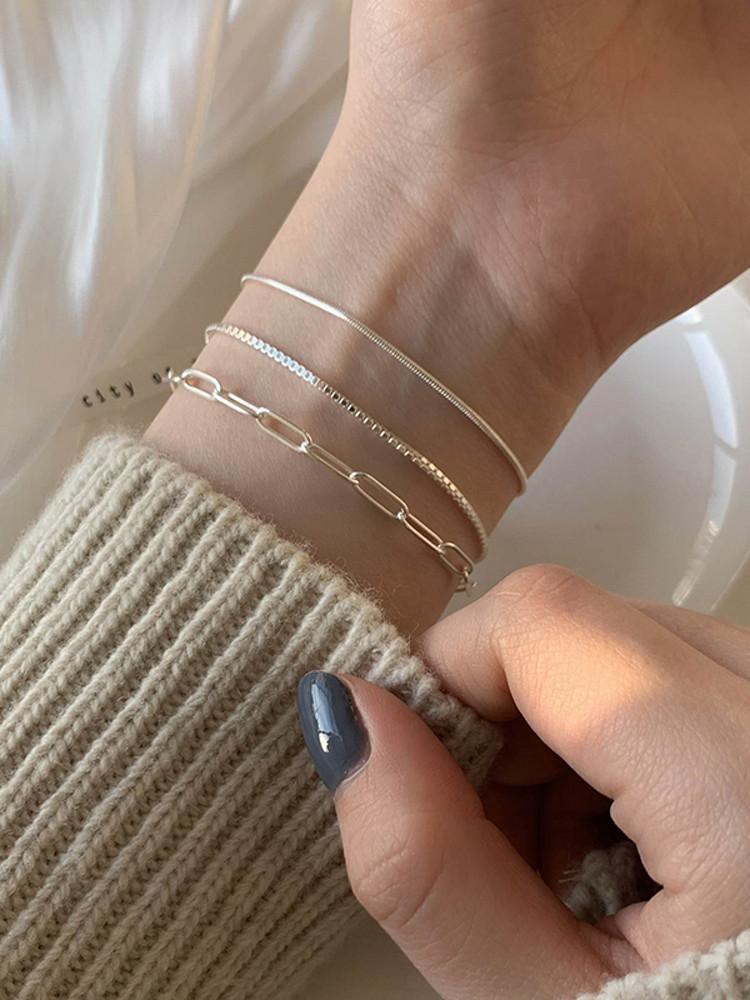 925실버 기본 레이어드 실 팔찌 체인 은팔찌 : 하이뮤즈 himuse