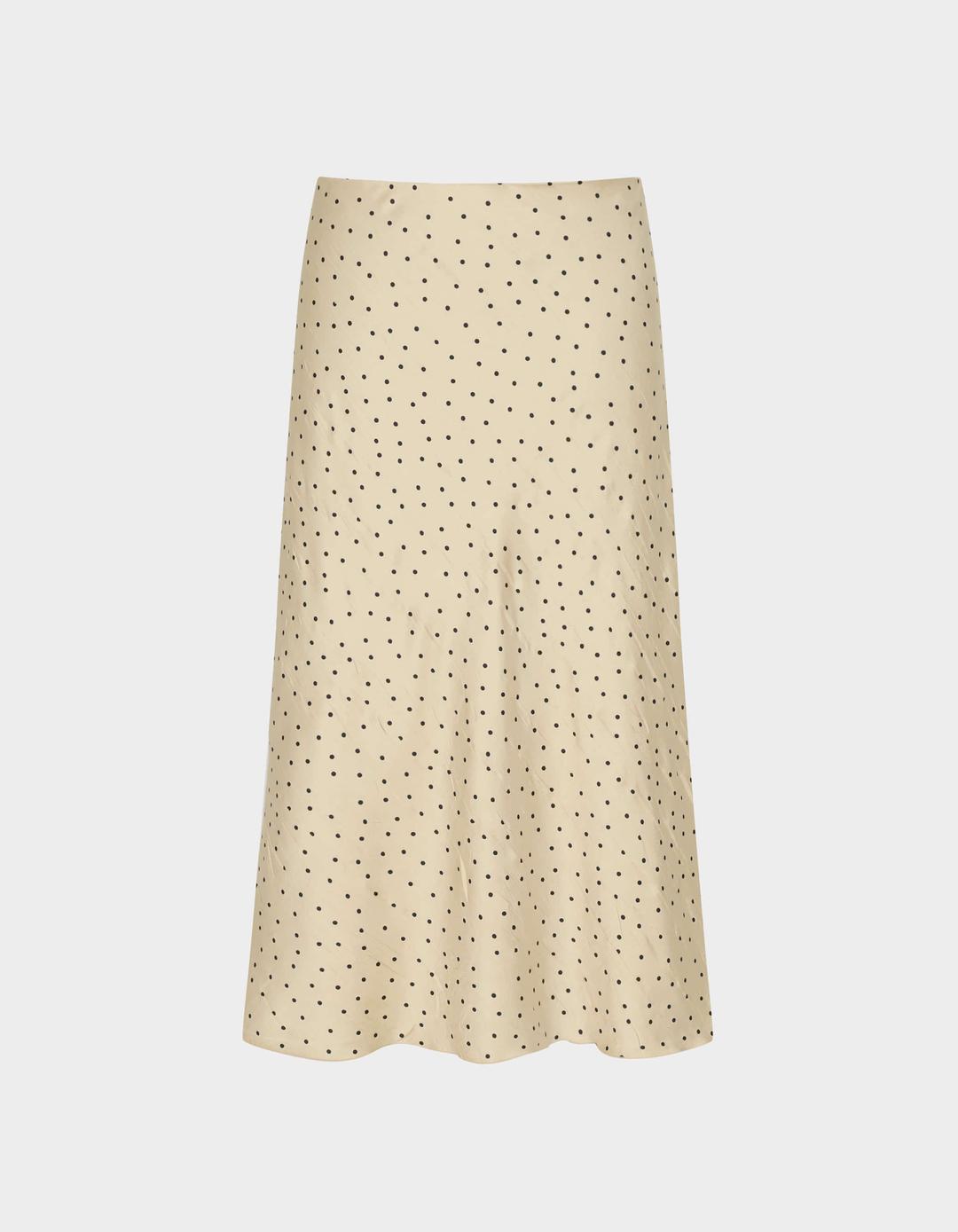[Re-Order] Soir Wrinkle Polka Dot Skirt (Latte)
