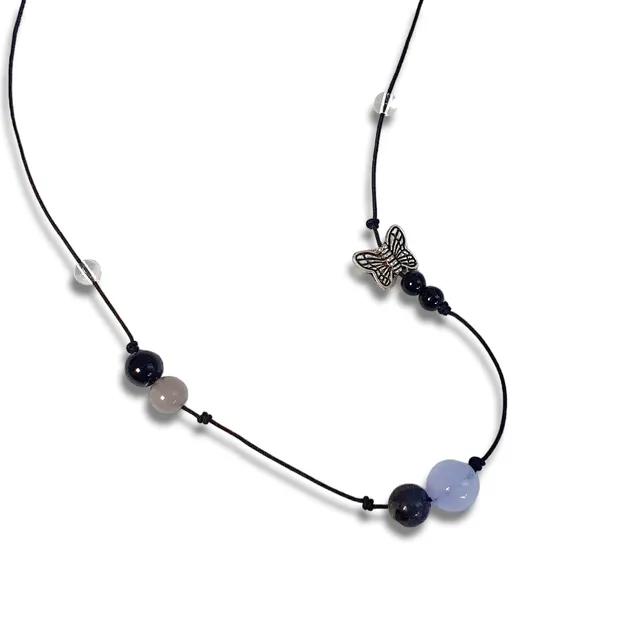 [당일출고💓반지선물] 아쿠아마린 원석목걸이 🌠 원석 매듭 목걸이 써지컬 소원 우정 유니크 행운 선물 무알러지