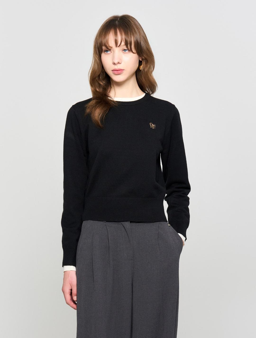 WOMAN 에센셜 크루넥 풀오버 [BLACK] / WBD3L05508