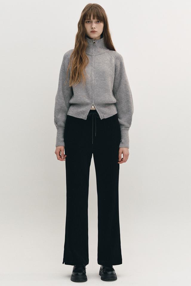 Semi boots cut Corduroy bending Pants BLACK