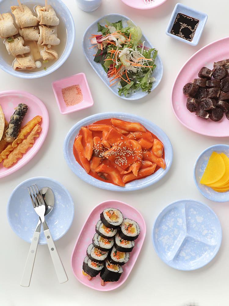 파스텔 마블 멜라민 분식 그릇 12종 2color 캠핑식기 간식접시